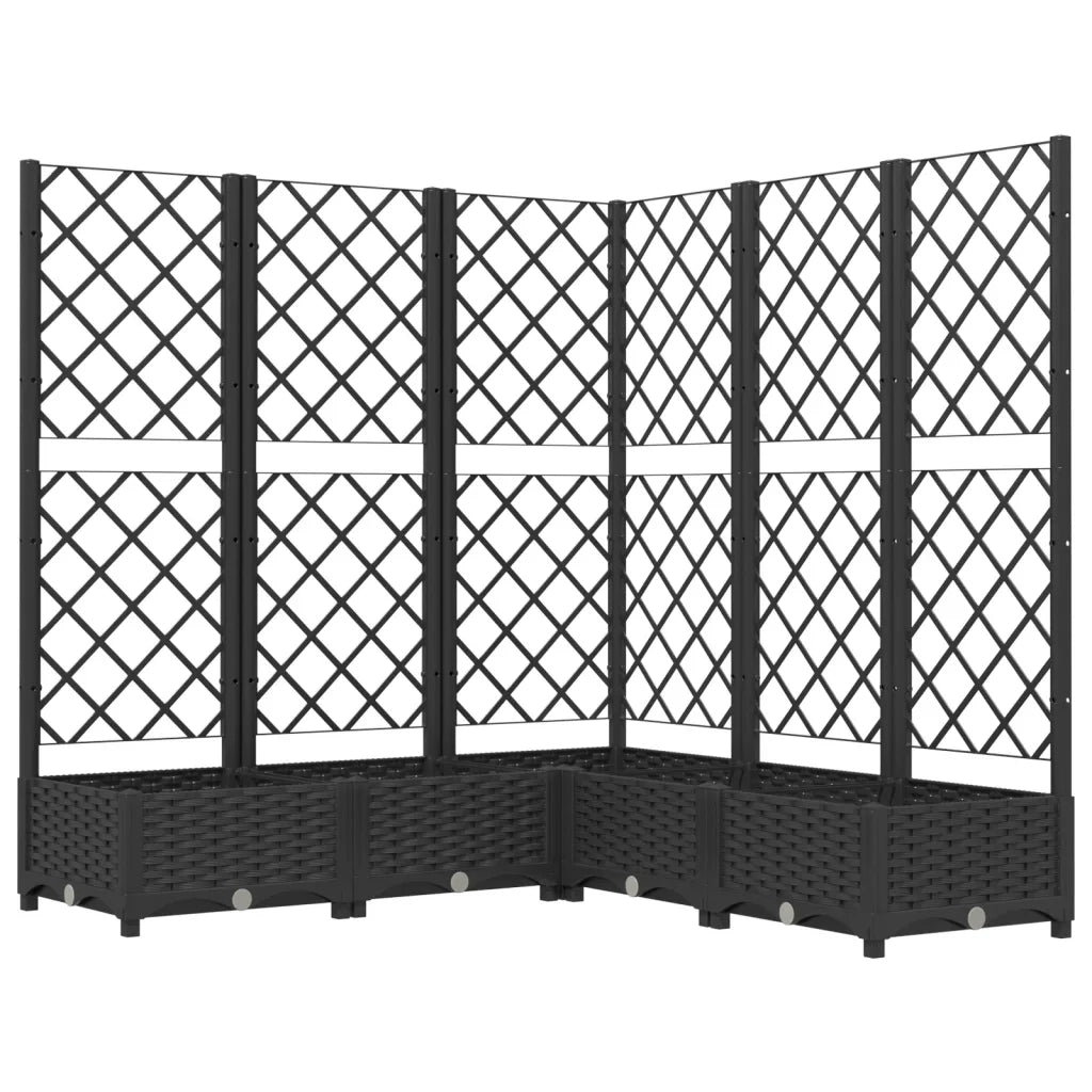Fioriera | Cassetta per fiori | Vaso da Giardino con Graticcio Nero 120x120x121,5 cm in PP