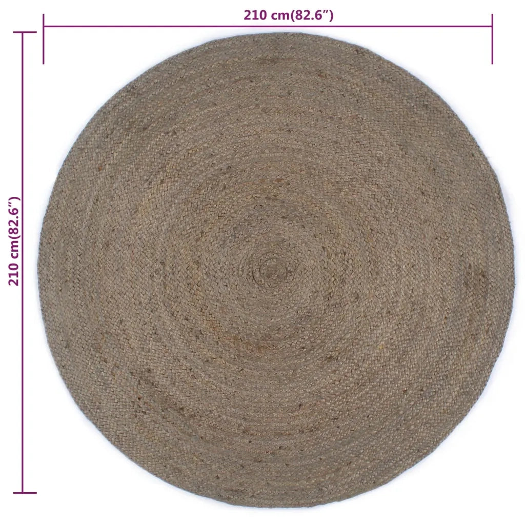 Tappeto Lavorato a Mano in Juta Rotondo 210 cm Grigio 343594