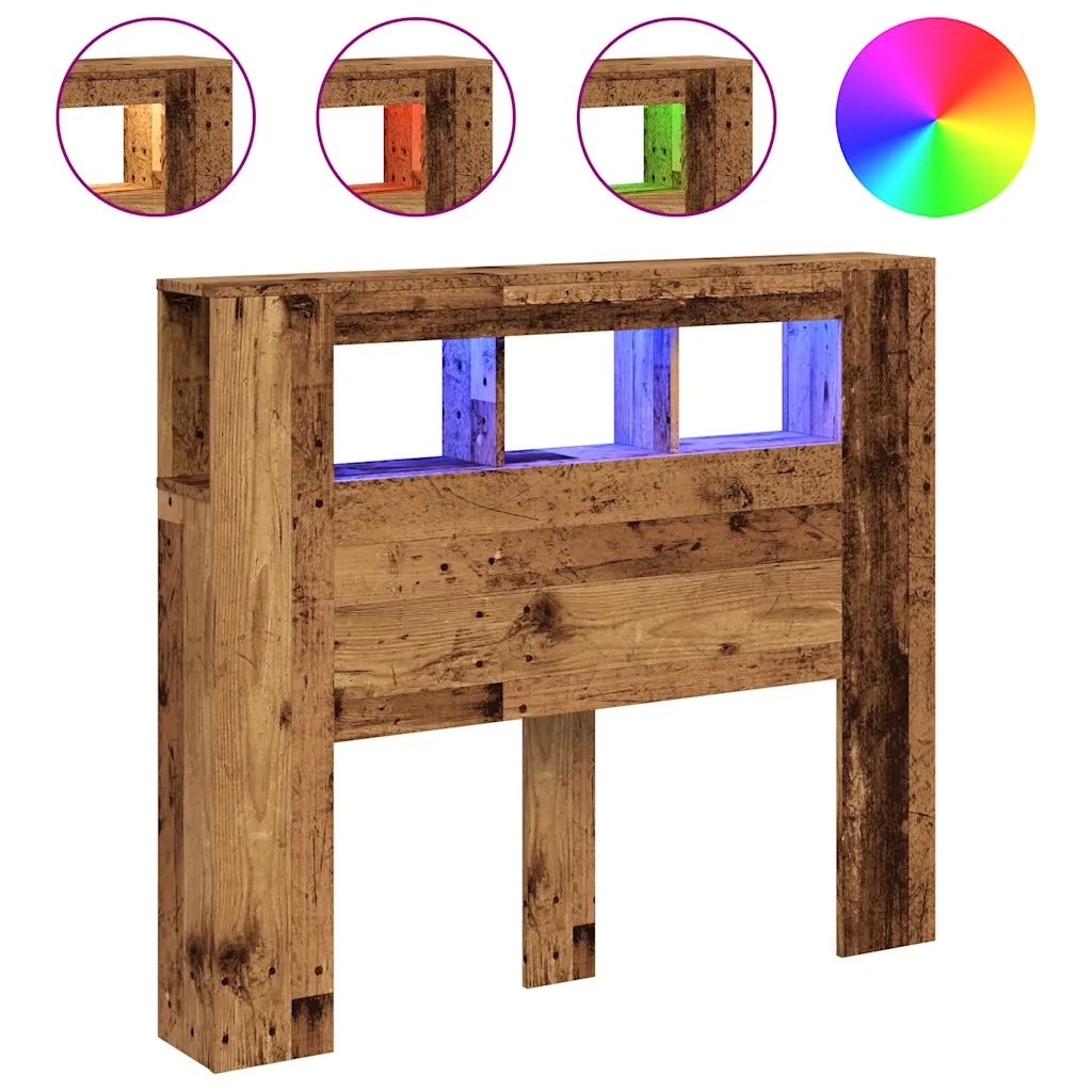 Testiera LED Legno Antico 120x18,5x103,5 cm Legno Multistrato 857684