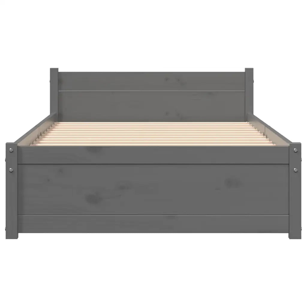 Giroletto-Struttura Letto in Legno Massello Grigio 75x190 cm Small Single 126184