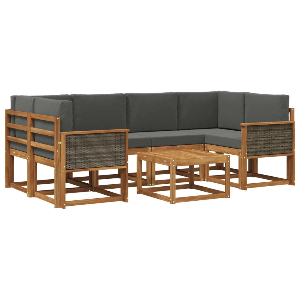Set di divani da esterno con cuscino 5 pcs Naturale e Antracite 3385028
