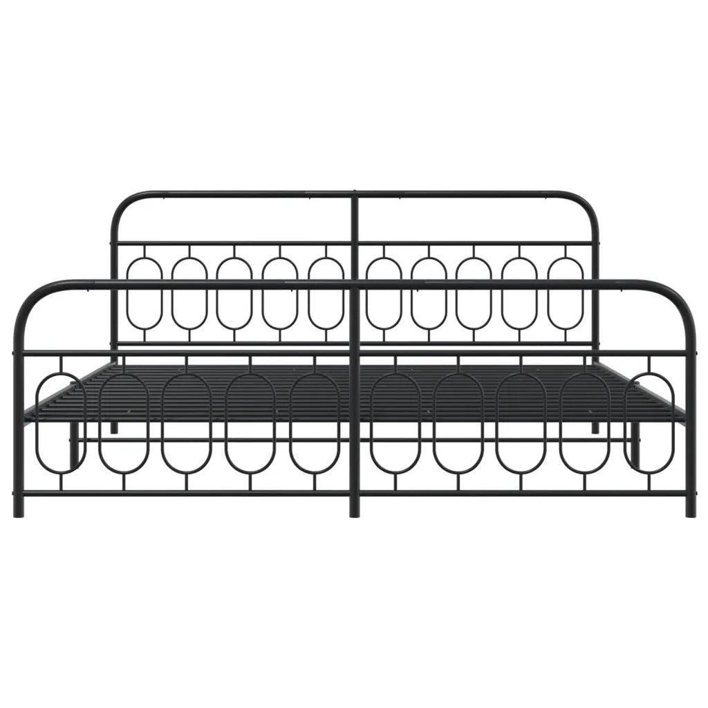 Giroletto con Testiera e Pediera Metallo Nero 200x200 cm