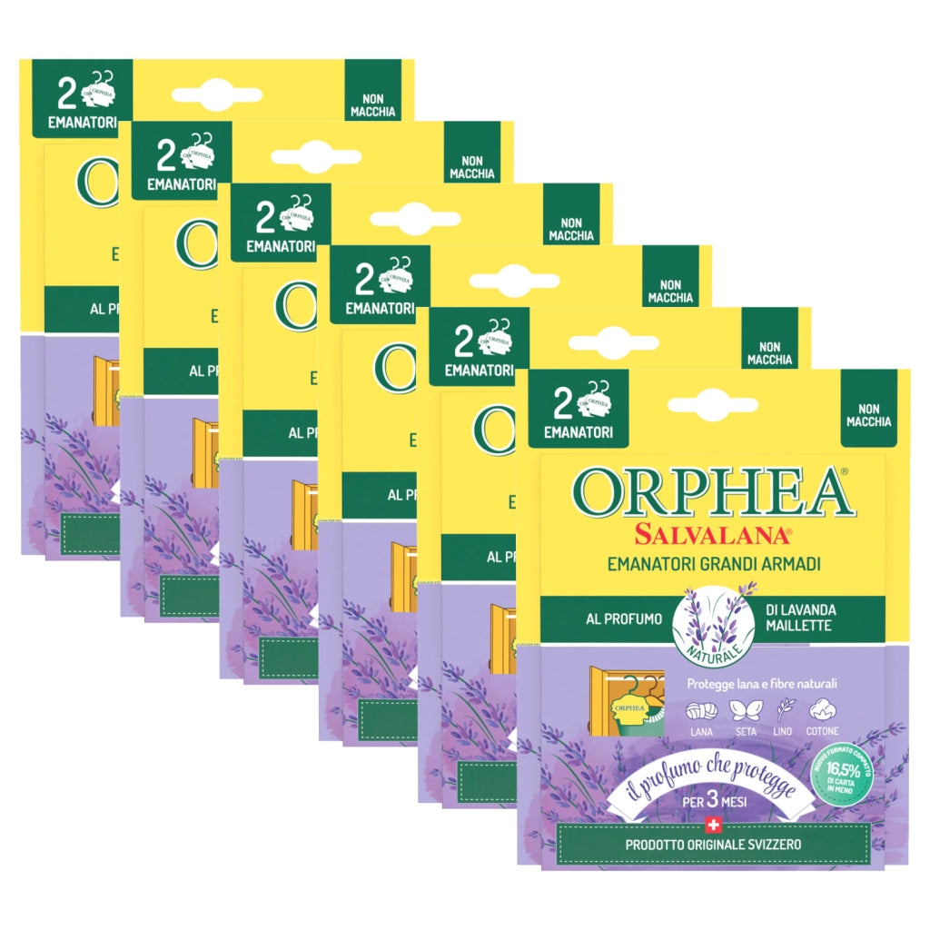 Orphea Salvalana, Emanatori Grandi Armadi, Agisce per 3 Mesi, 6 x 2 Diffusori, Lavanda Maillette