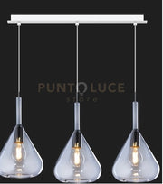 SOSPENSIONE BIANCO 3 LUCI RETTANGOLARE VETRI BLU 1177BI-S3 R-BL
