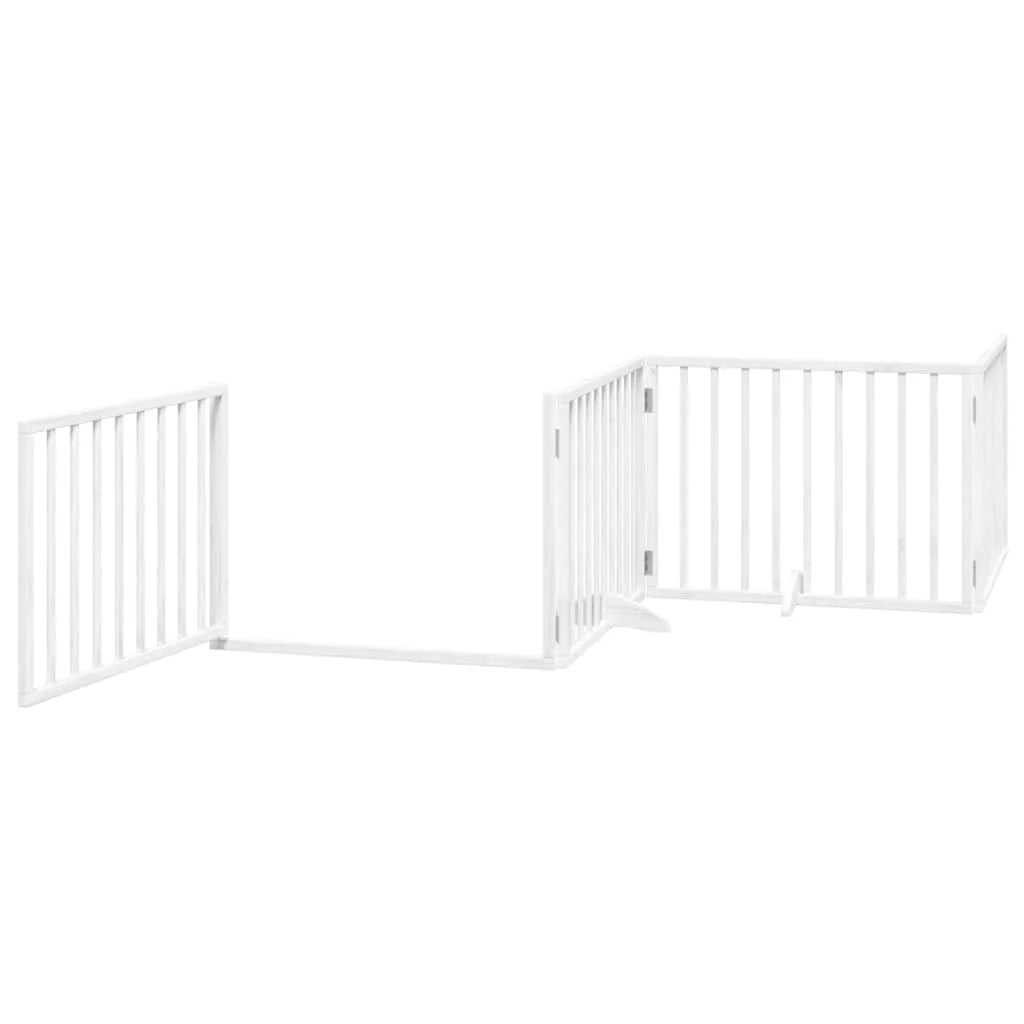 Cancelletto di sicurezza per animali domestici porta pieghevole 12 pannelli legno di pioppo bianco 02_0023143