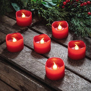 Set di 6 Lampioni LED Senza Fiamma Rosso per Feste e Decorazioni