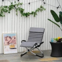 Sedia a Dondolo ergonomica 2 In 1, Sdraio da Giardino, Sedia a Dondolo, in Metallo Texteline a Forma di Sfera, 145 x 74 x 86 cm, Grigio Scuro