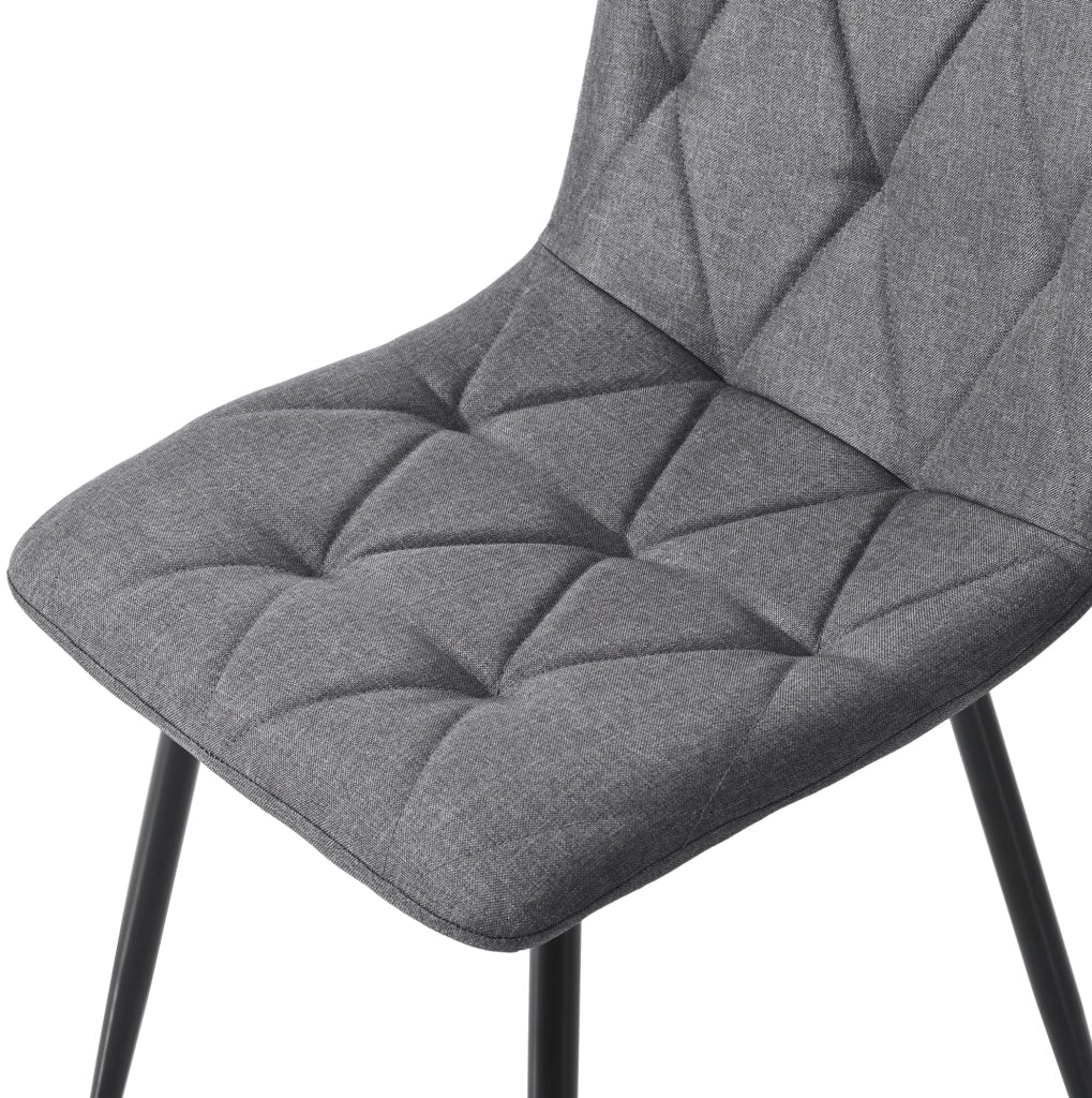 Set di 4 sedie da pranzo imbottite in lino grigio con gambe in metallo