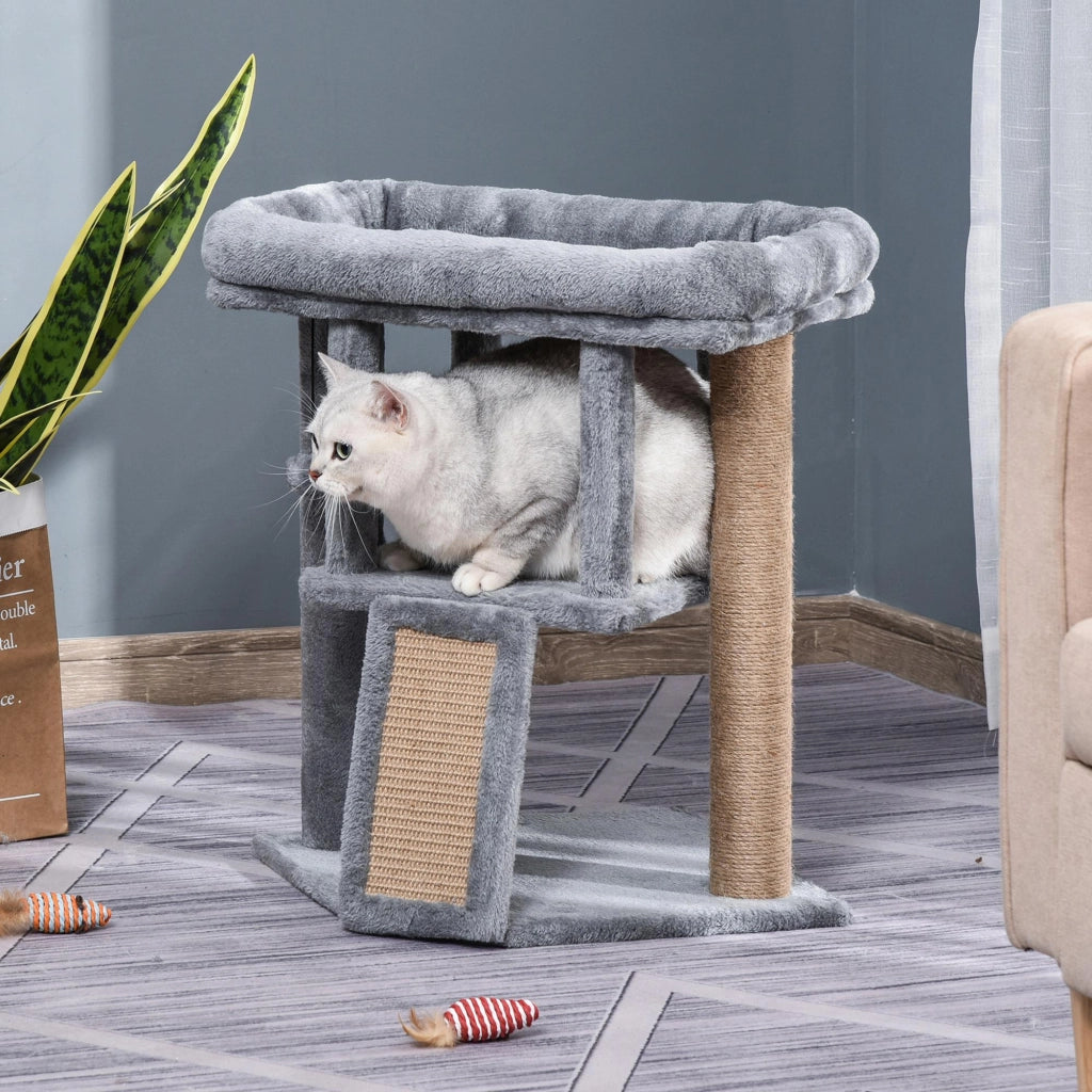 Tiragraffi per Gatti 57cm ¨C Xylo ¨C Con Cuccia e Piattaforma, Grigio Chiaro