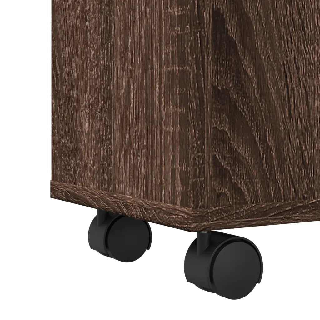 Mobile da Bagno Stretto con Ruote Rovere Marrone in Truciolato