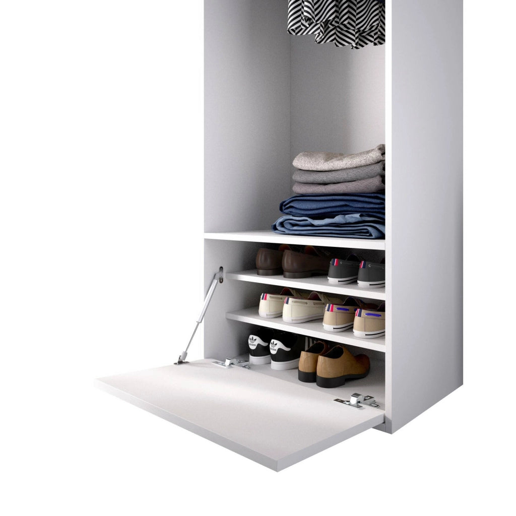 Guardaroba grande Islamabad, Mobile camera da letto, Cabina armadio portabiti, Armadio appendiabiti, 60x45 h205 cm, Bianco e Rovere