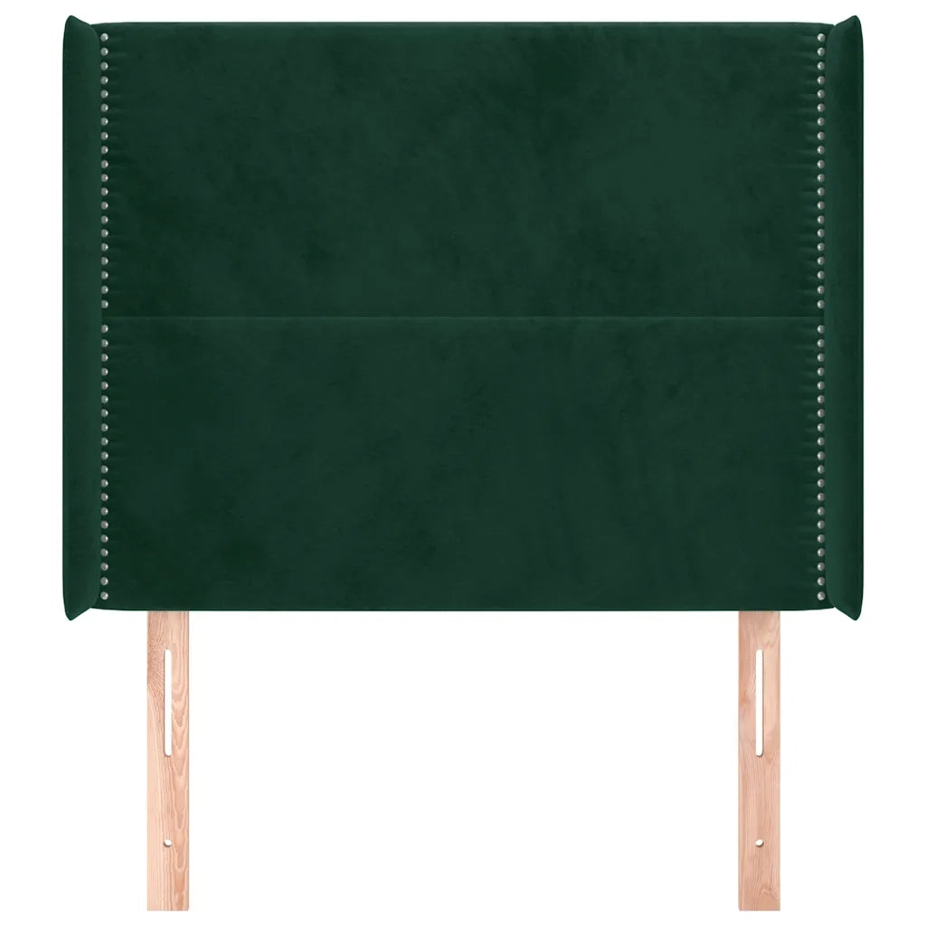 Testiera ad Orecchio Verde Scuro 103x16x118/128cm in Velluto 3119485