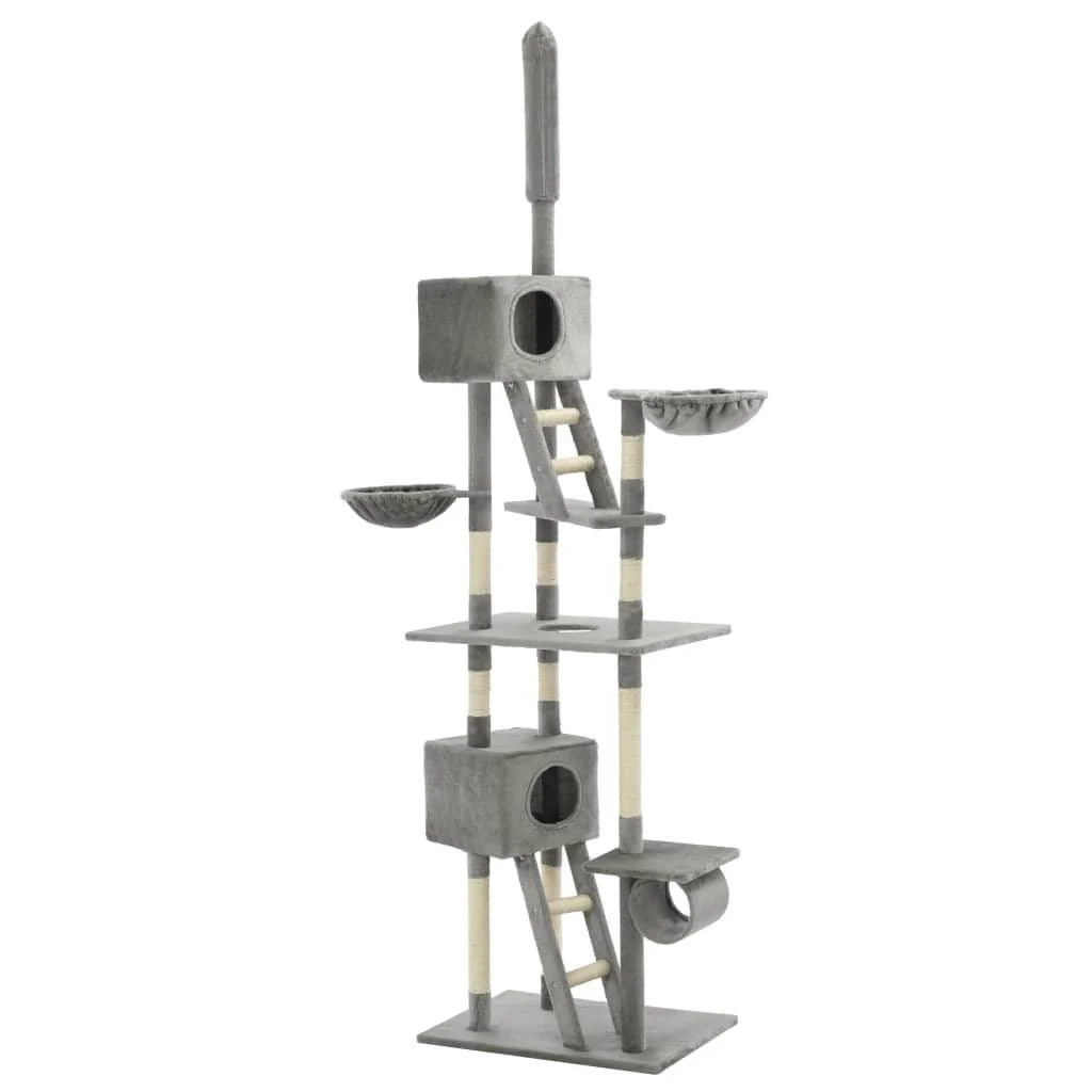 Tiragraffi albero per gatti cuccia per gatti giocattolo peluche sisal 230-260 cm grigio 3702211