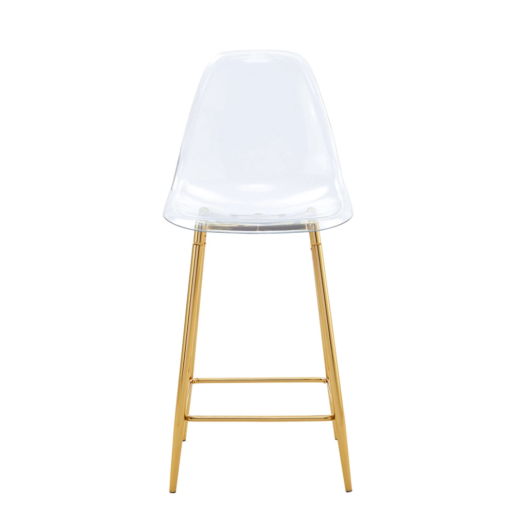 SGABELLO BAR Design moderno 66,5x48x37 cm plastica trasparente e metallo oro