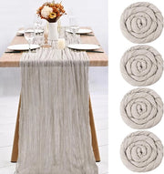 Set di 4 tovaglioli per tavola in tessuto di velluto marrone-grigio, tenda da tavola semi-trasparente 300 cm, decorazioni rustiche per cucina, matrimoni, feste, articoli da tavola (marrone-grigio, 300 cm)
