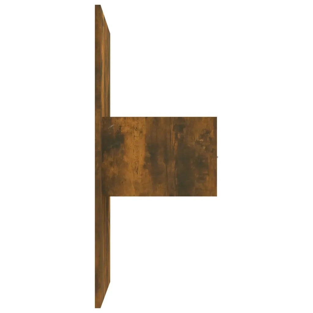 Testiera Letto con Comodini-Testiera con Contenitore in Legno Multistrato Rovere Fumo 275039