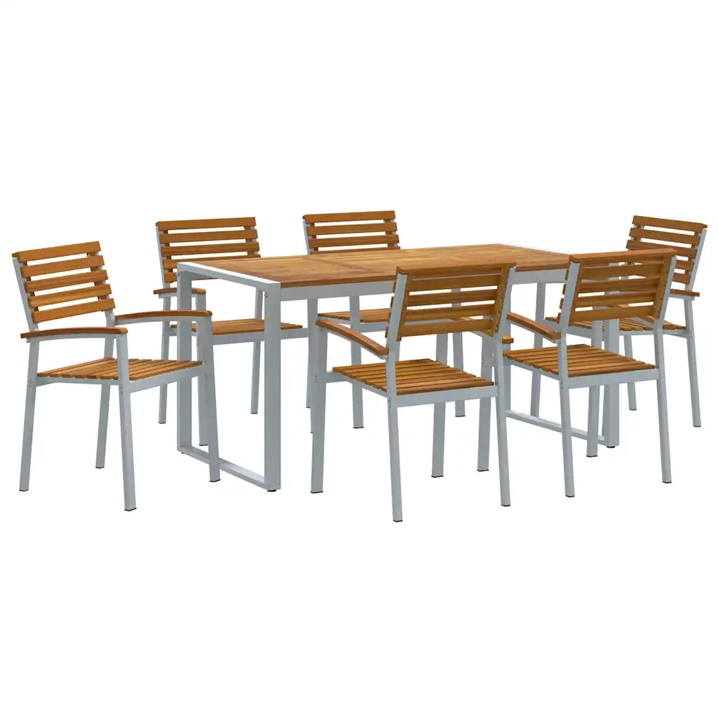 Set da Pranzo per Giardino 7 pcs Grigio