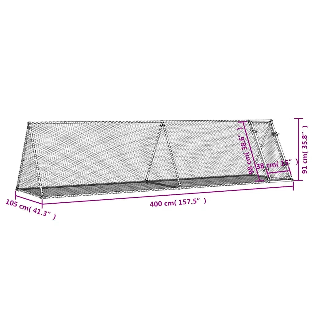 Conigliera Argento 400x105x91 cm in Acciaio Zincato 3281531