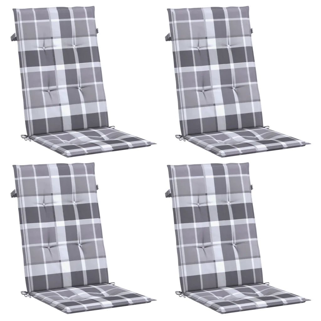 Cuscini per Sedie 4 pz Grigi a Quadri 120x50x3 cm in Tessuto 314129