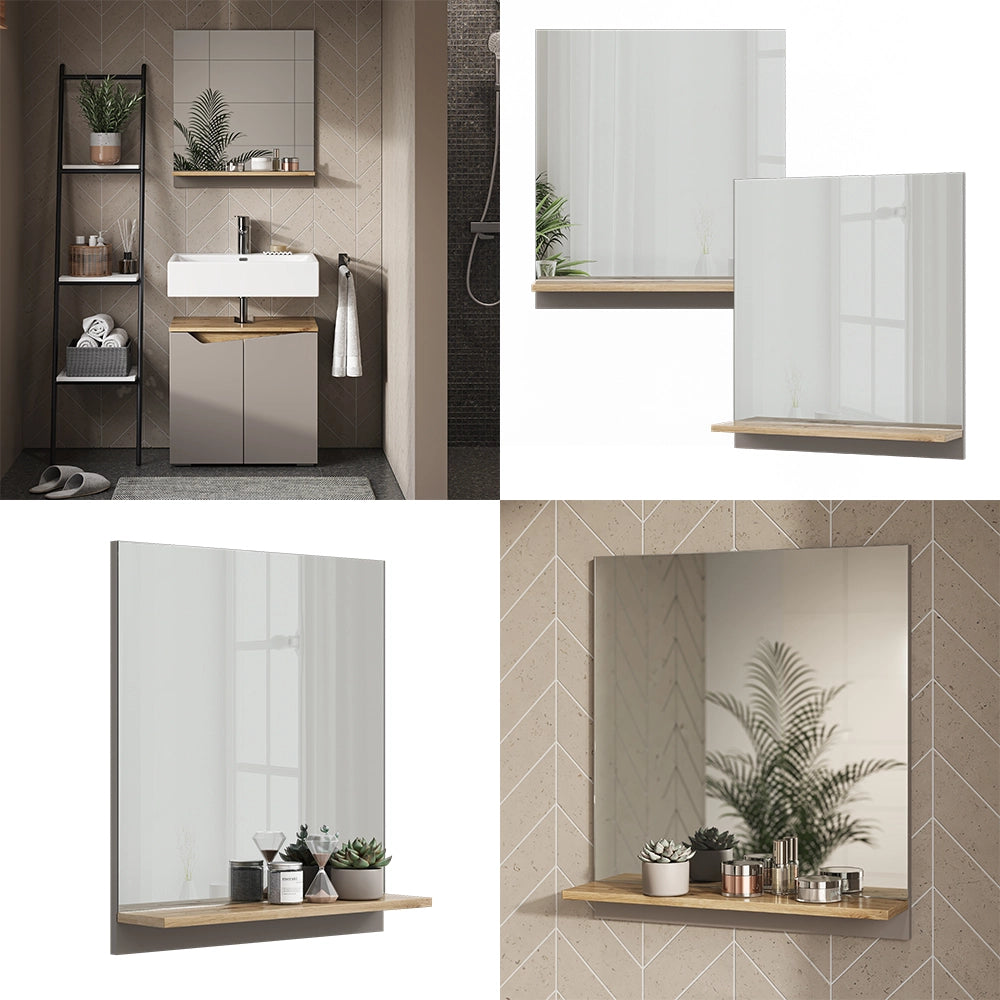 Vicco Specchio contenitore bagno Grigio 60 x 67 cm con ripiano