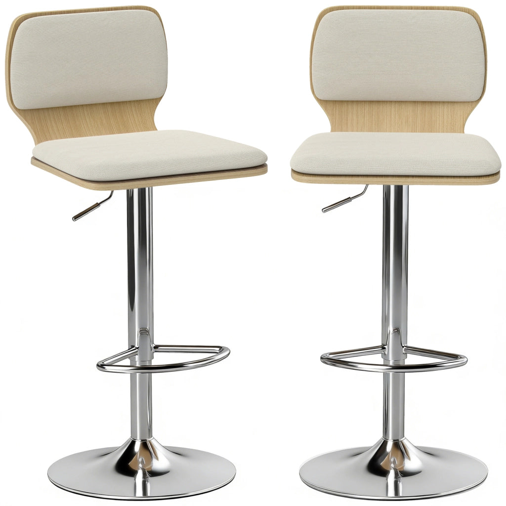Sgabelli da cucina alti girevoli regolabili ¨C Zephmum ¨C Lino beige 81-102 cm