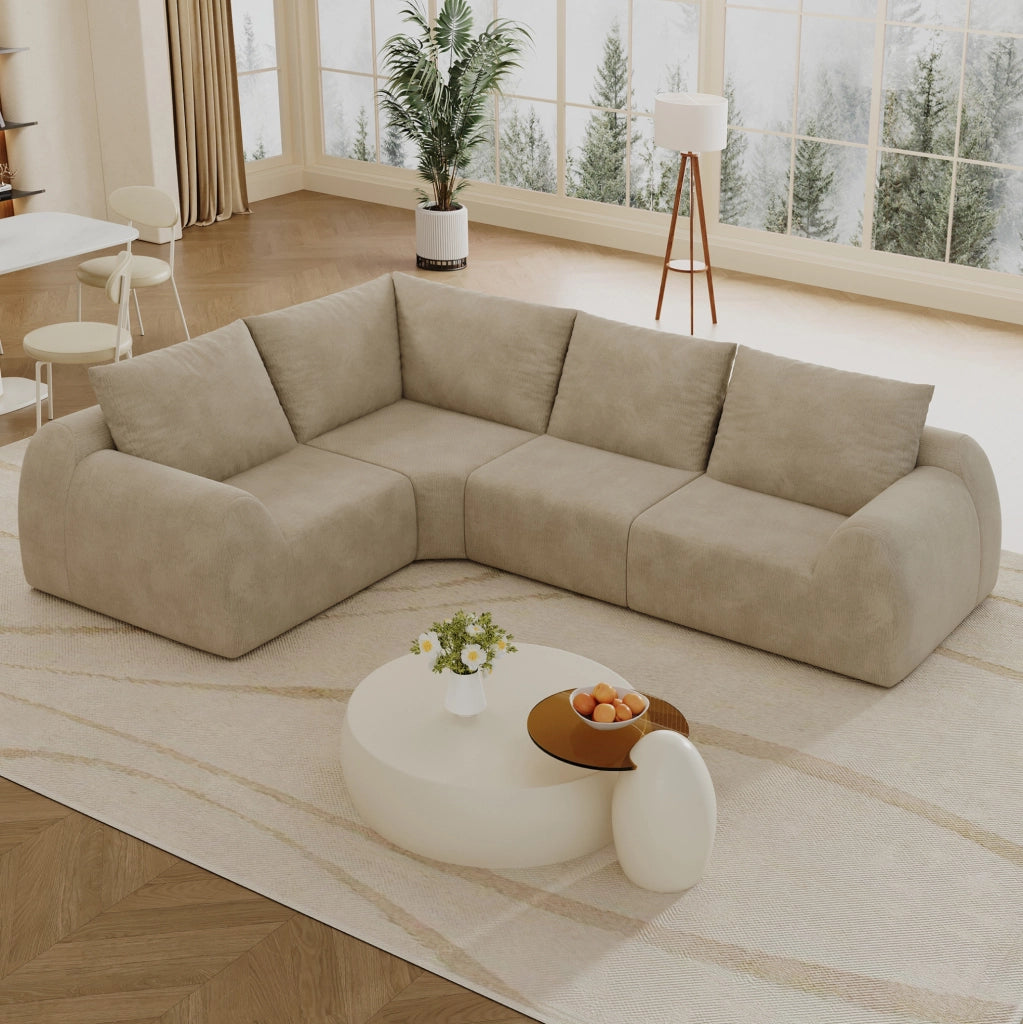 Divano in schiuma compressa 267x200x85 cm in ciniglia, khaki