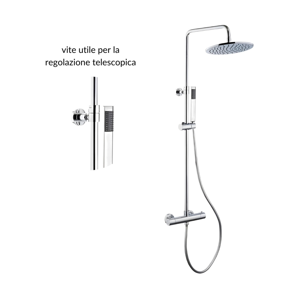 Colonna doccia attrezzata ottone cromato soffione tondo doccetta rubinetto termostatico *** confezione 1