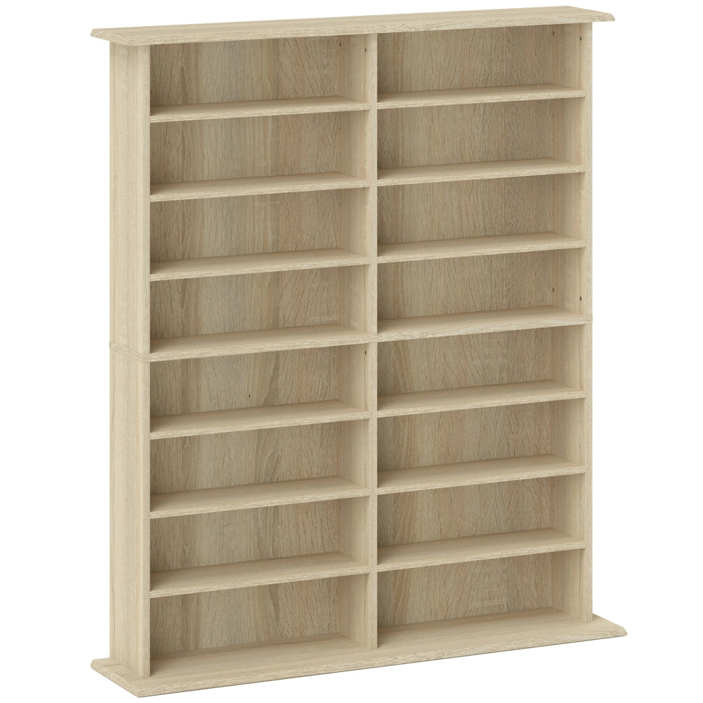 Mobile Libreria Porta CD 106,5x24x126,3 cm a 16 Ripiani dal Design Moderno in Legno Naturale