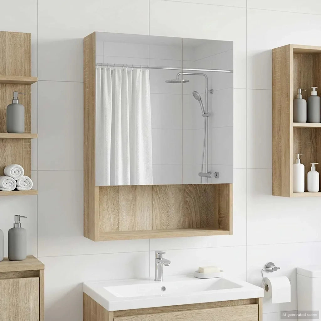 Mobiletto per specchio da bagno Rovere Sonoma 50 x 14,5 x 70 cm