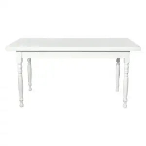 Tavolo allungabile in legno gambe tornite Shabby chic laccato bianco