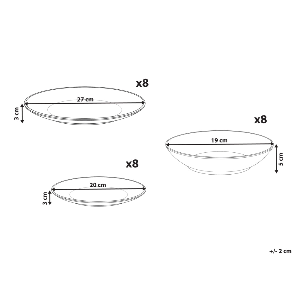 Set di 24 pezzi di stoviglie con bordi decorativi bianco sporco e verde, in porcellana con finitura smaltata trasparente, per cucina e sala da pranzo