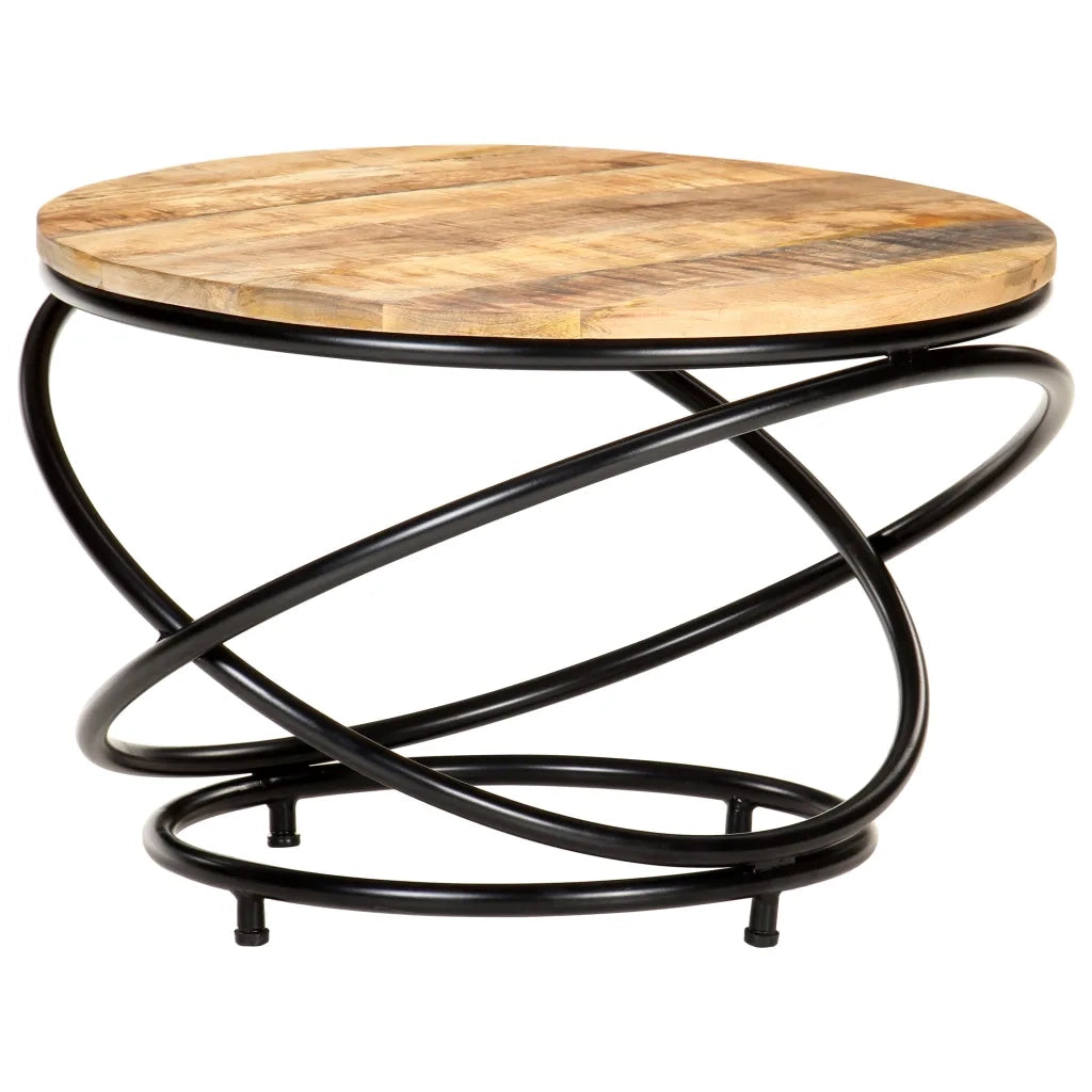 Tavolino Nero 60x60x40 cm in Legno Massello di Mango Grezzo 321935