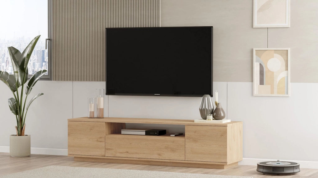 Porta TV in legno "Rowen" - 180 x 44 x 44 cm - Marrone