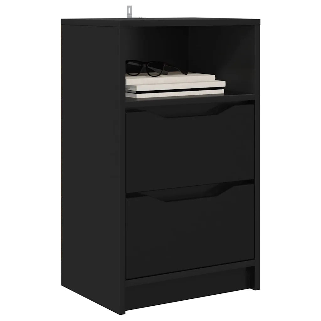 Set di 2 Comodini | Armadio da Notte | Mobiletto da notte Nero 40 x 30 x 467 cm Legno multistrato