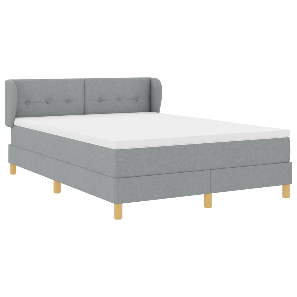 Letto a Box Spring con Materasso - Grigio Chiaro, 140x200 cm, Tessuto