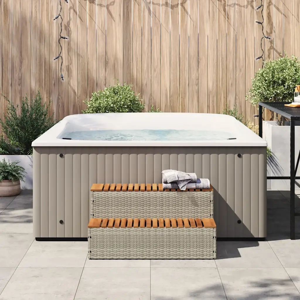 Bordo per Vasca Idromassaggio Grigio Polyrattan&Massello Acacia 4103947