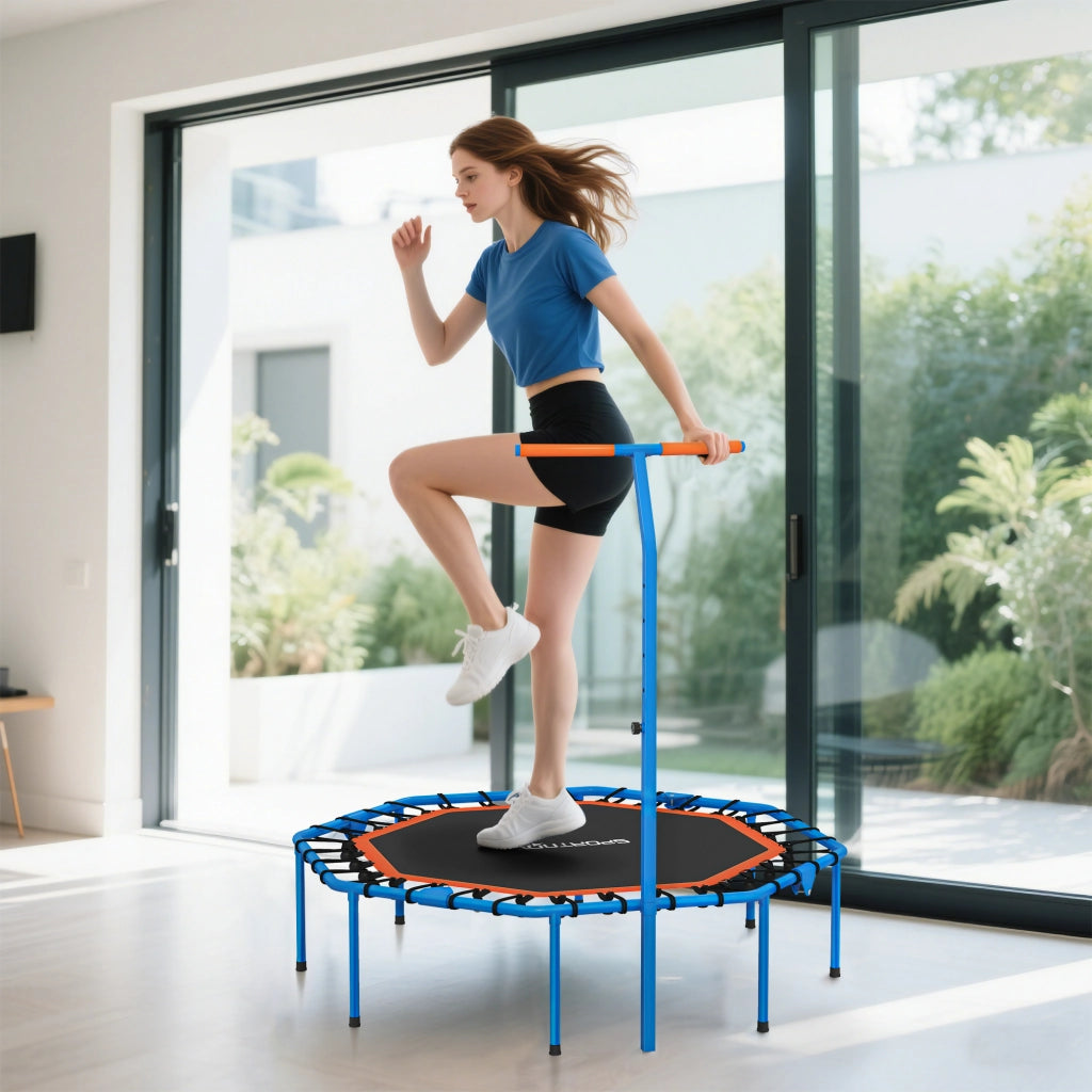 Trampolino Fitness ¨C Xylo ¨C con maniglia regolabile, acciaio, blu