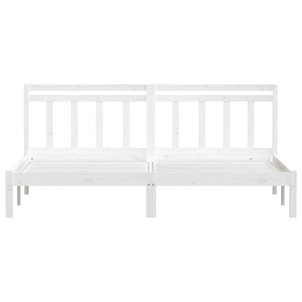 Letto matrimoniale | Letto per adulti | Giroletto Bianco in Legno Massello di Pino 160x200 cm