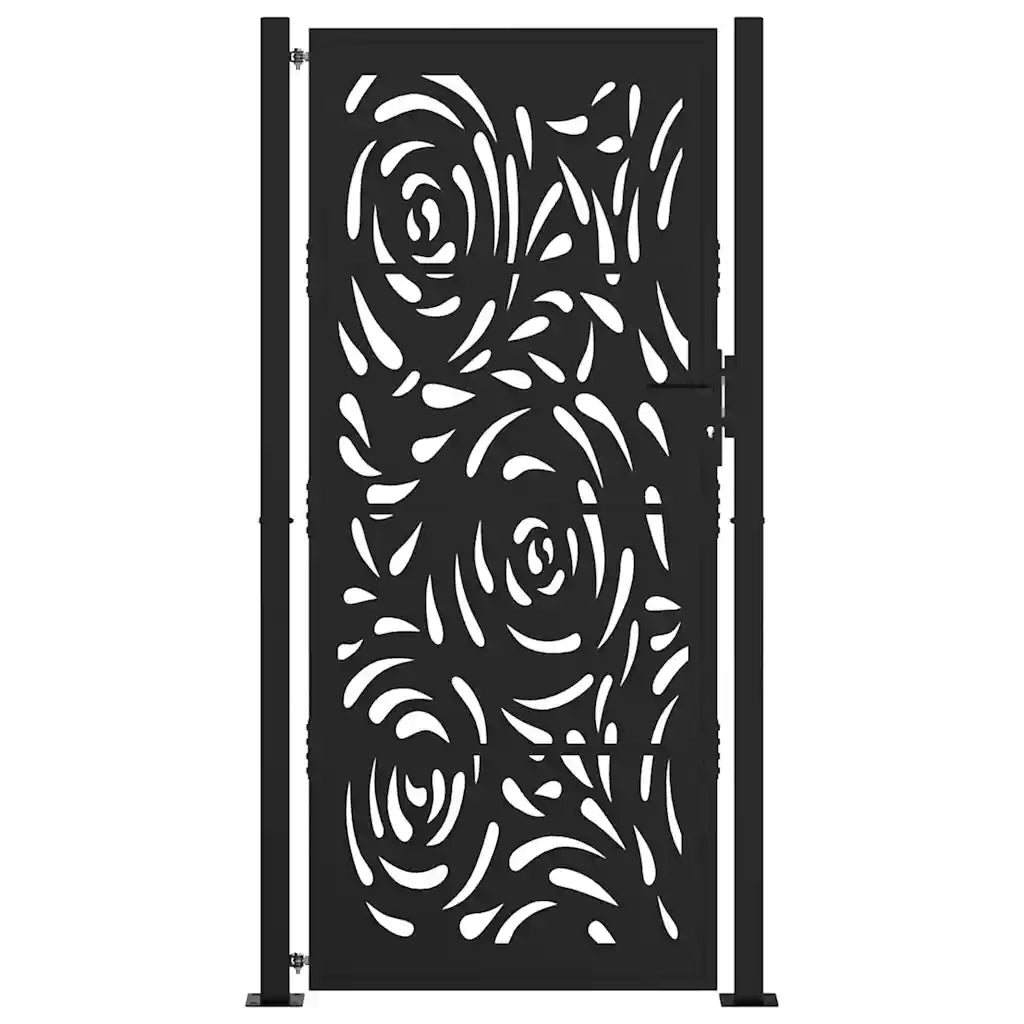 vidaXL Cancello Giardino Nero 105x205 cm in Acciaio Design a Fiamma