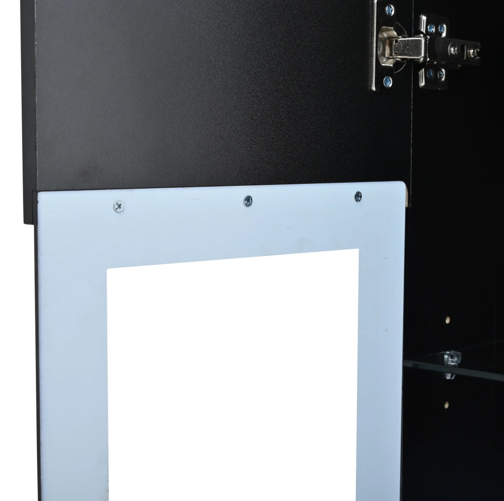 Parete attrezzata 3 pezzi con illuminazione LED RGB in truciolare nera