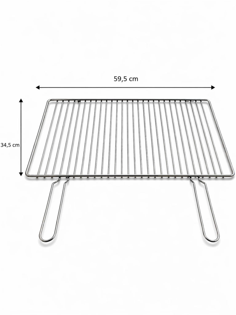 Griglia per Barbecue in Acciaio Cromato, Regolabile su più Altezze, Scorrevole per camino per Carne e Pesce 59,5x34,5 cm