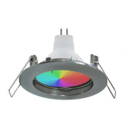 Trade Shop - Faretto Led Rgb+6000k 6 W 12v Incasso 6cm Tondo Rgbw Effetti Luce Colorata Barca - Silver