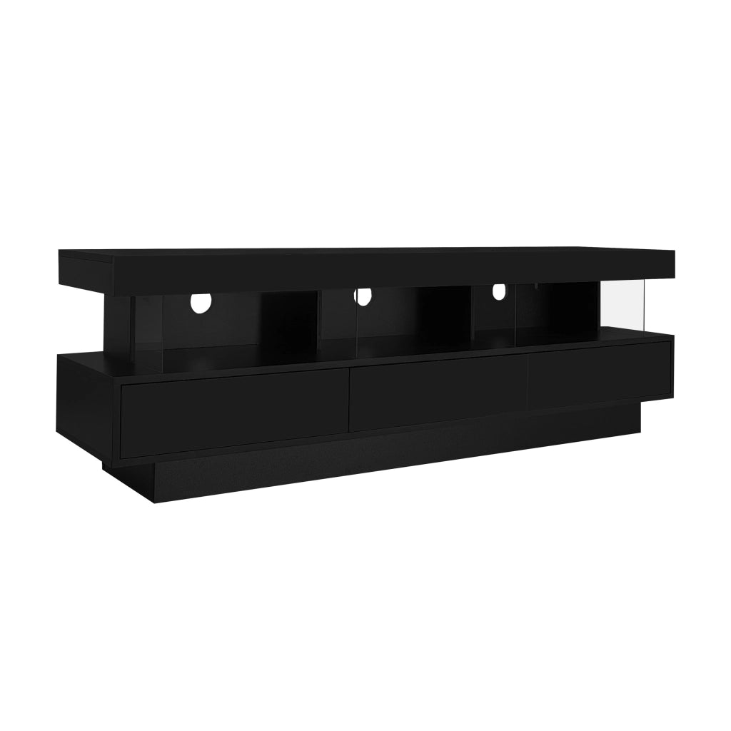 Cassettiera per TV nera lucida in truciolare lunga 160 cm