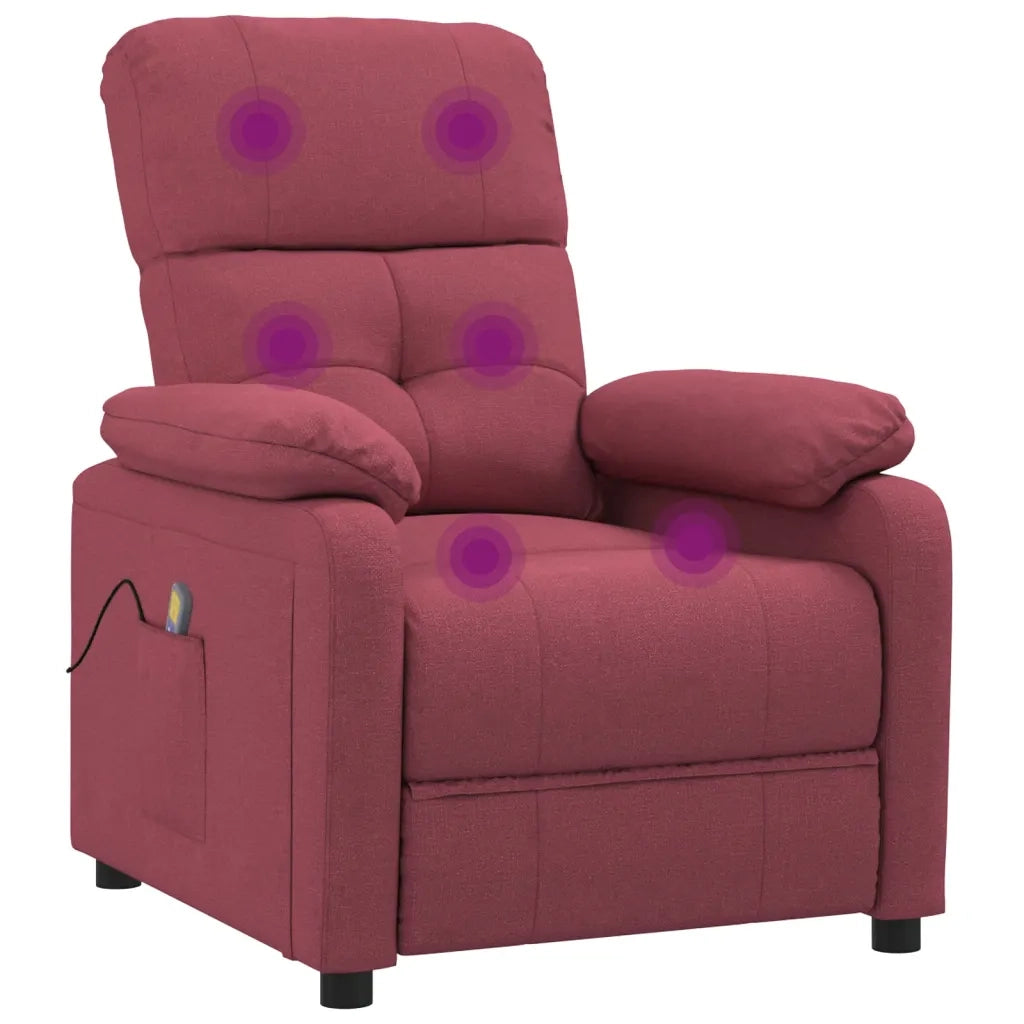 Poltrona Massaggiante Elettrica Rosso Vino in Tessuto 348290