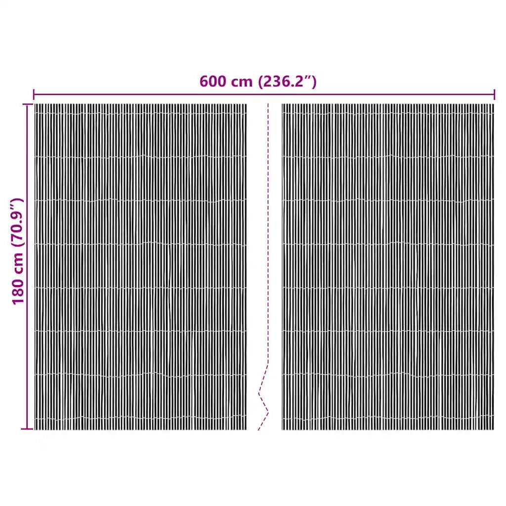 vidaXL Recinzione in bambù Marrone 600 x 180 cm Bambù