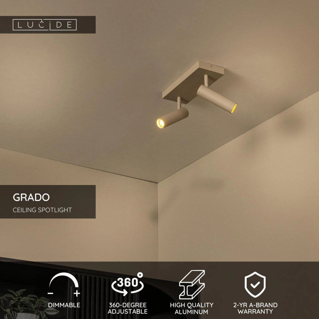 Faretto da soffitto rettangolare GRADO 2xMR11 taupe Lucide