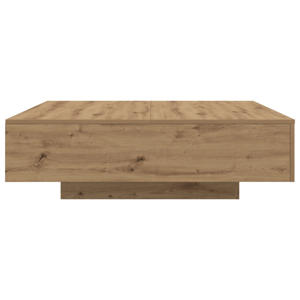 Tavolino da caffÃ¨ con luci LED Rovere Artigianale 100x100x31 cm