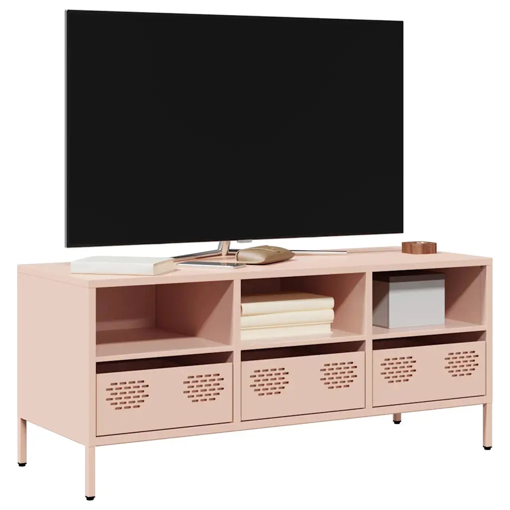 vidaXL Mobile TV Rosa 101,5x39x43,5 cm in Acciaio Laminato a Freddo