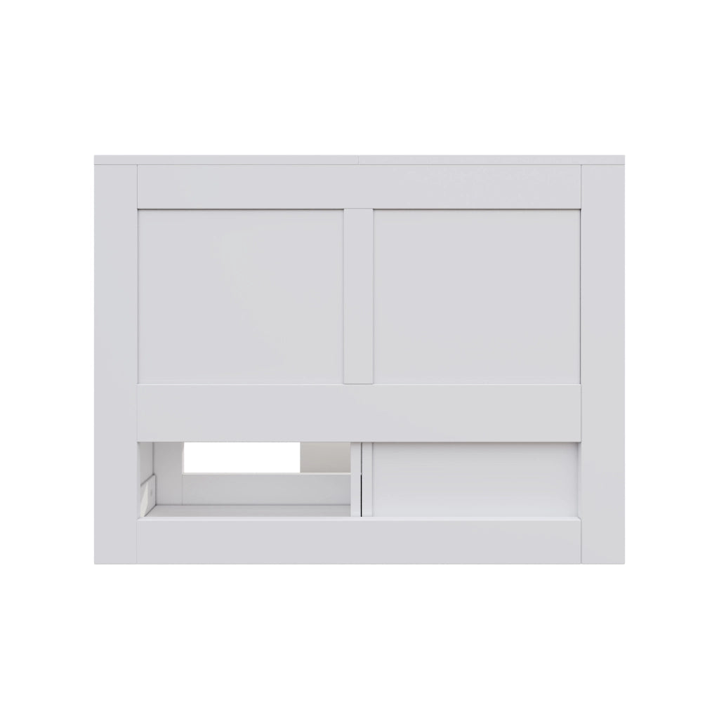 Letto a Divanetto 90x200 cm; Letto Singolo con Cassetti e Contenitore in MDF Bianco
