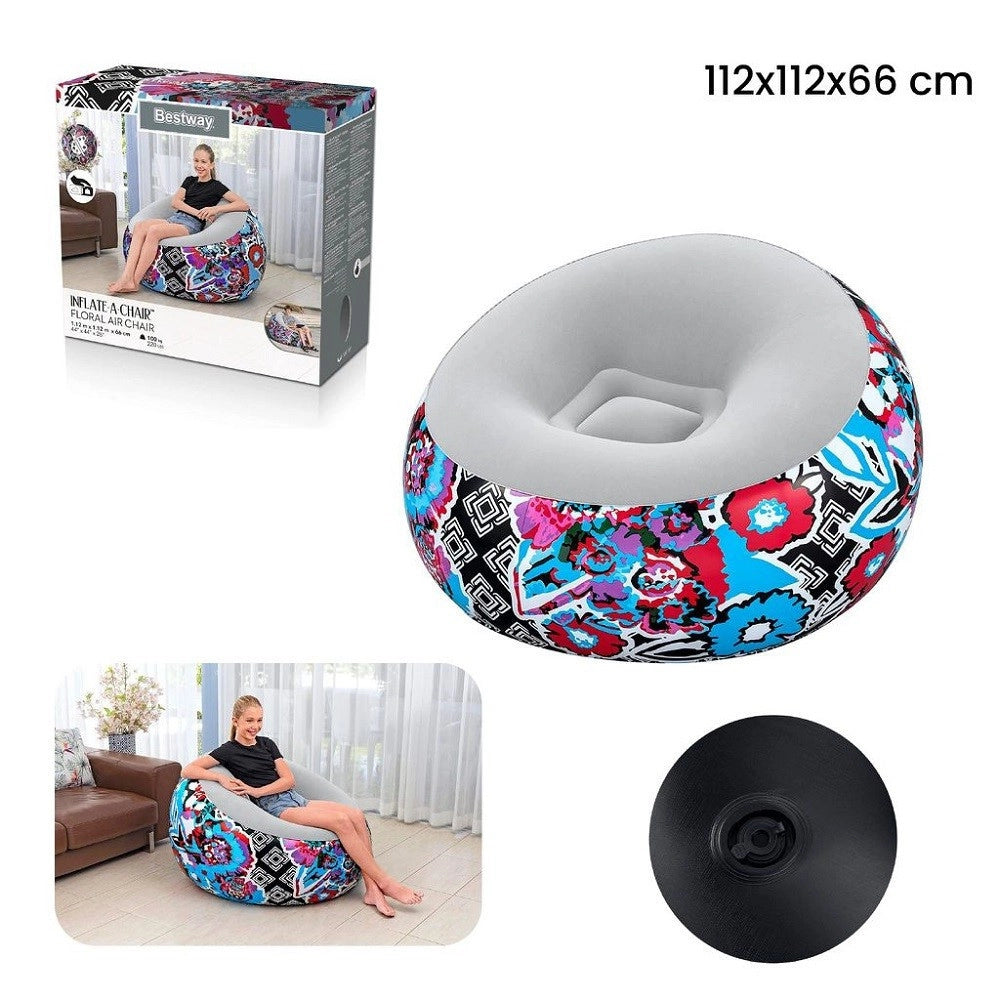 Trade Shop - Poltrona Gonfiabile Puffo Inflate-a-chair 112x112x66cm Floreale Street Art 75111 -